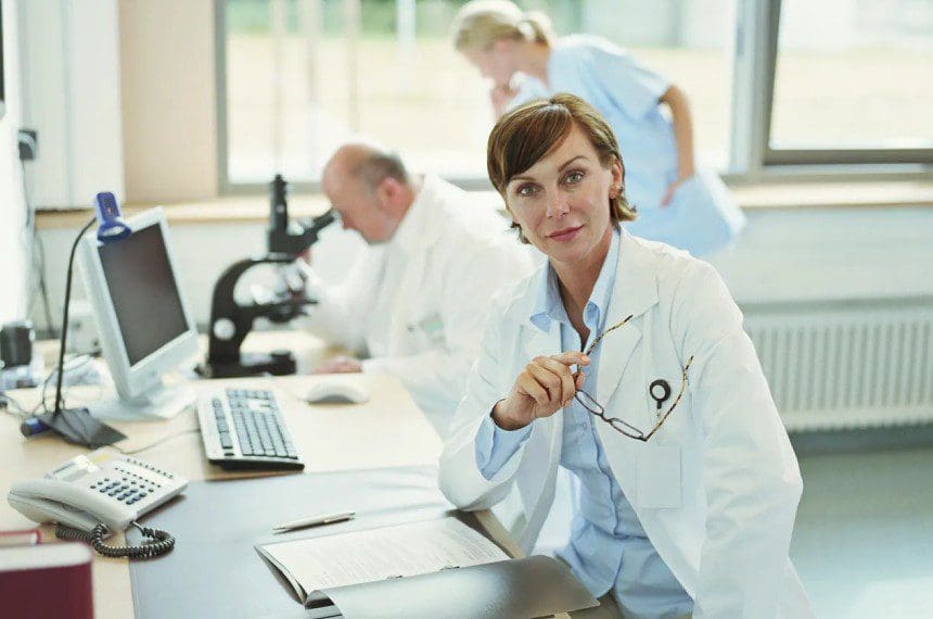 Woman doctor at her desk