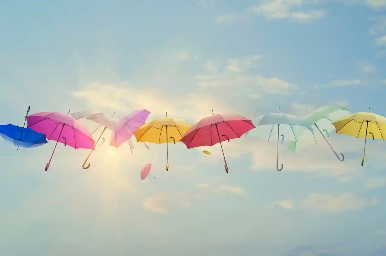 Row of colorful umbrellas