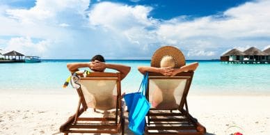 People relaxing on a sunny beach