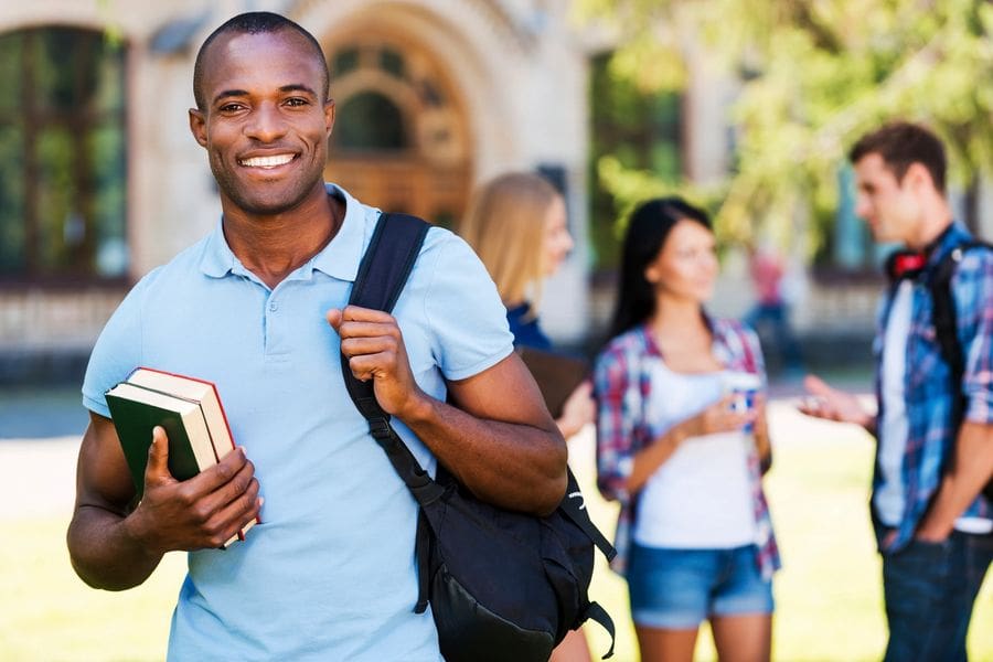 Student walking with books