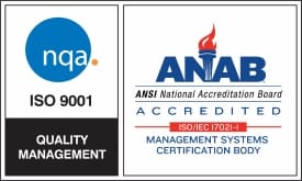 NQA and ANAB ISO 9001 certifications.