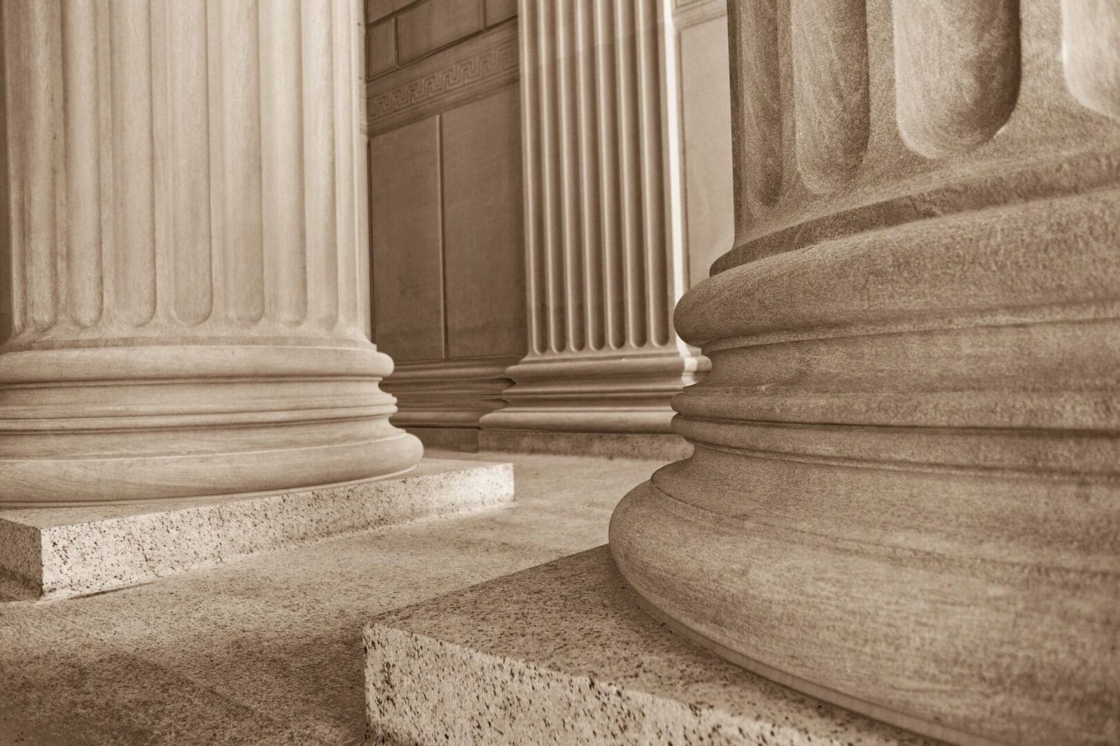 Close-up of stone pillars in a building.